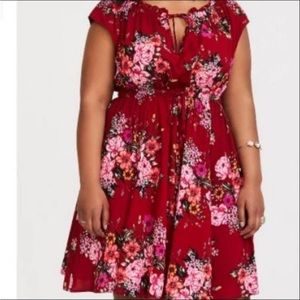 Torrid Red Floral Challis Dress